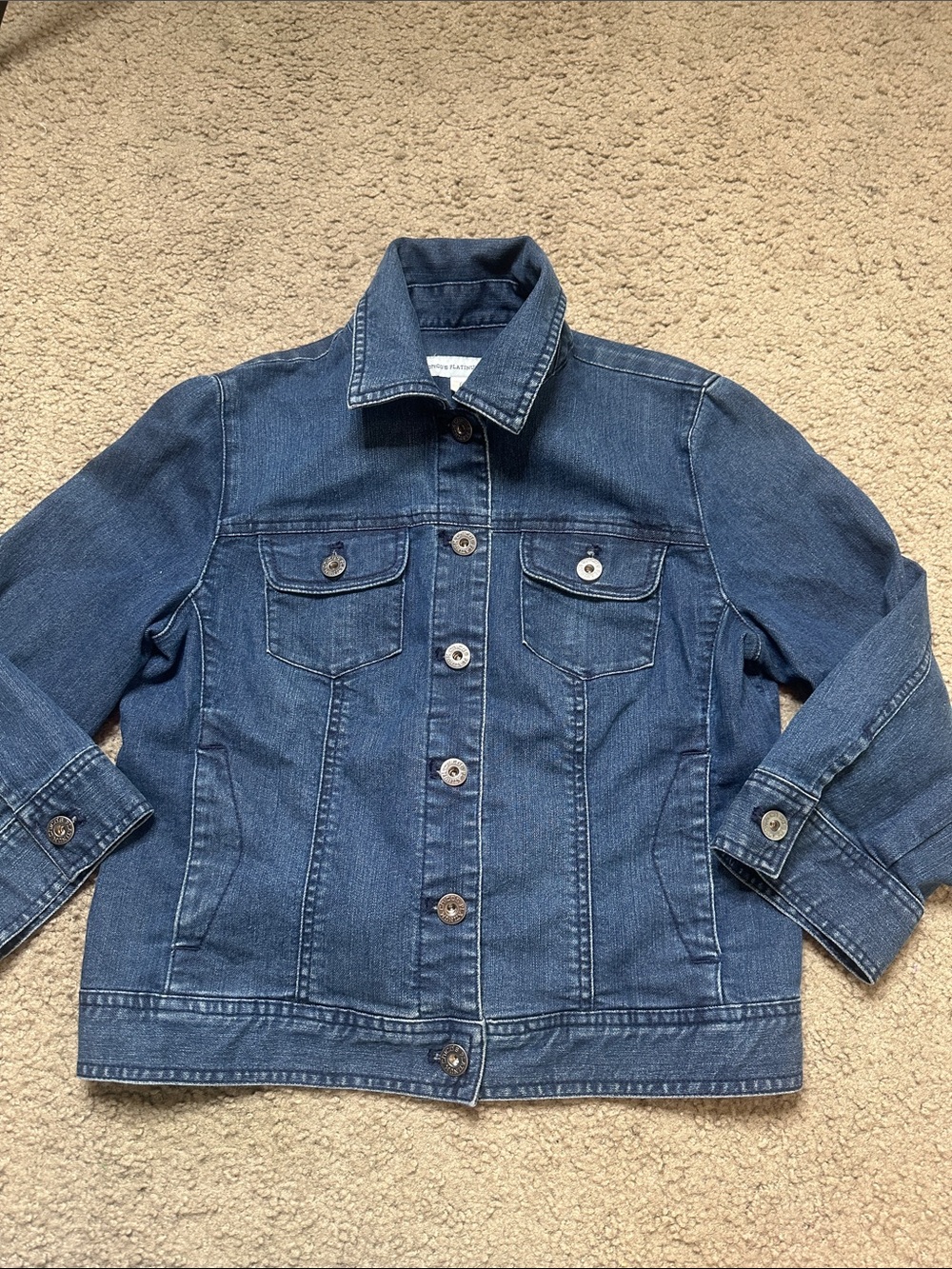 Chico’s PLATINUM  DENIM Dark Blue Denim Jacket SIZE 0